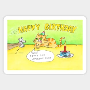 Funny Cat Happy Birthday card Sticker